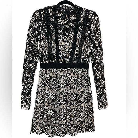 Self Portrait Antoinette Floral Guipure Lace Long Sleeve Mini Dress size 6 - Picture 6 of 16